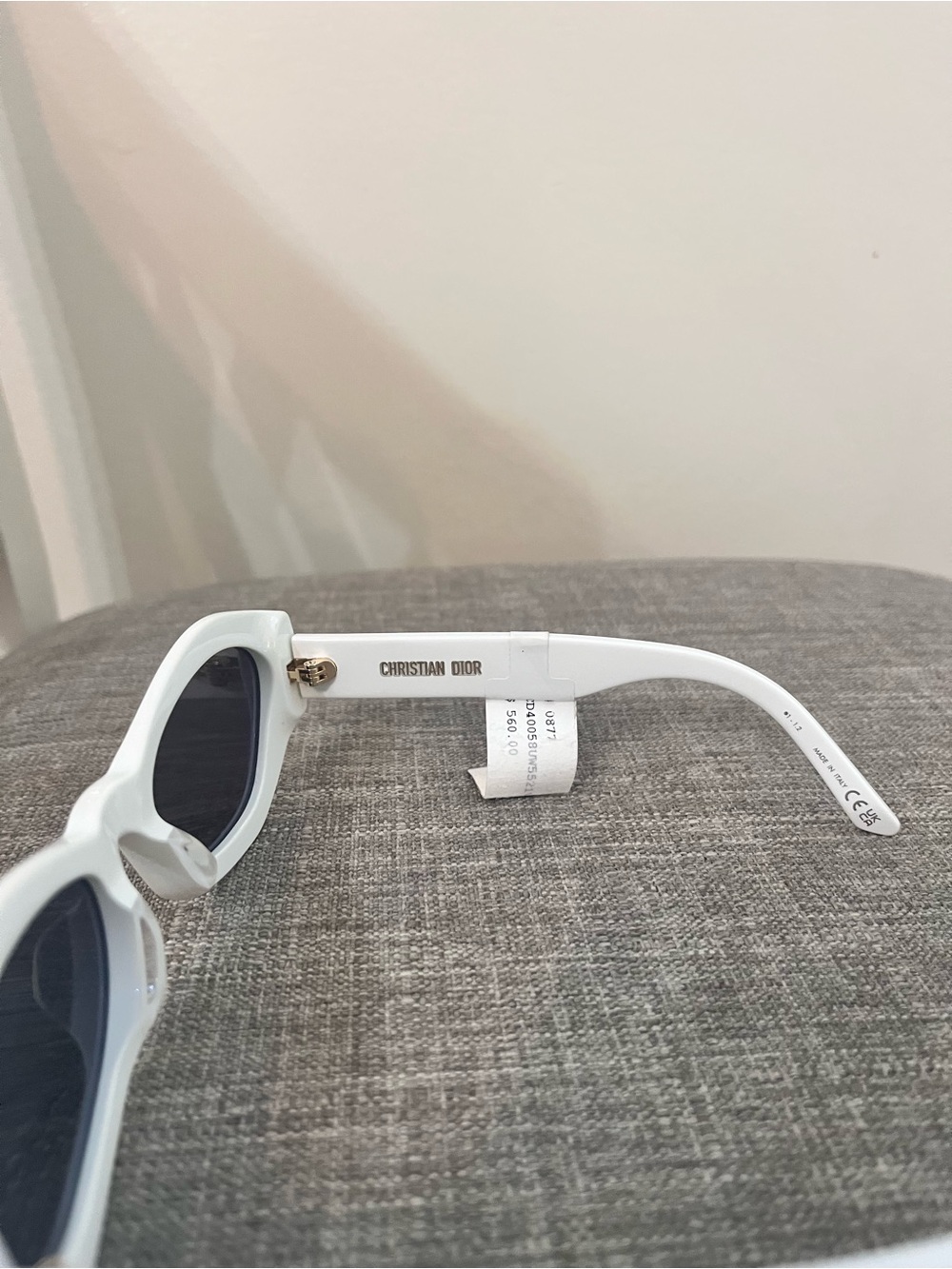 Dior White Oval Sunglasses with Dark Lenses - Picture 5 of 8